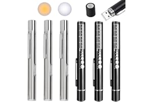 Frunimall 6 Stück Diagnostikleuchte Pupillenleuchte Medizin,LED Pupillenleuchte Rettungsdienst Augenleuchte mit Taschenclip und Gravur,LED Stiftlampe USB-Aufladung für Krankenschwestern Ärzte Schüler