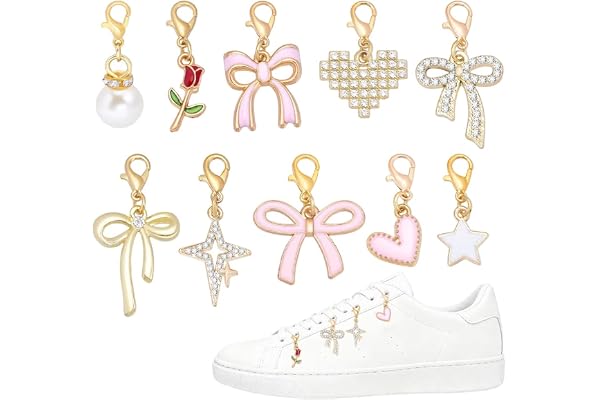 BEAMARKER 20 st 10 stilar legering emalj skor dekoration berlocker strass klämma på berlock hängen stjärna hjärta rosett blomma sko spets berlocker med hummerlås för sneakers stövlar väskor