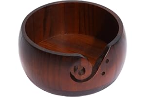 JOZEA Rack de fil en bois de rose, bol de fil portable pour tricot et crochet, surface lisse, protège la laine, empêche l'enchevêtrement, marron