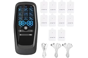 AOUZOVLI Gerät Schmerztherapie,Perioden Simulator,Wehen Simulator 2 Kanäle Elektrostimulationsgerät,Hat 9 Modi,Kommt mit 10 Patches,für Muskelaufbau Schmerzlinderung Muskelumschulung (Schwarz)