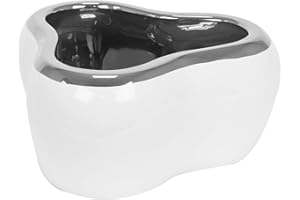 POLNIX Cache-pot en ceramique a 3 orchidees fleurs Moon en blanc et argent