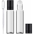 PACKCESS 10ml Roll On Glass Bottle, Clear Transparent, Empty Refillable, Reusable for Under Eye, Perfumes, Attar, Travel, Lip Gloss, DIY, Cosmetics, Essential Oils Set Of (5)