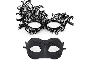 YUYWWAN Venezianische Maske Paare, 2 Stück Masquerade Mask Herren Damen Karneval Maskenball Glänzend Venedig Maske für Maskeradepartys Kostüm Zubehör