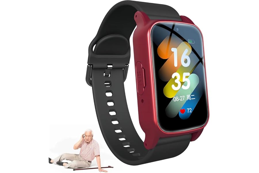 Fall Detection Smart Watch for Seniors, GPS Tracking & SOS Alert - HD Video Call Waterproof Fitness with Heart Rate/Blood Pressure Monitor, Medication Reminder for Dementia/Alzheimer’s