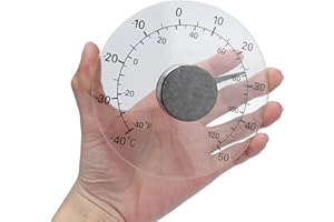 TYENAZA Termometr do okien zewnętrznych, przyklejany termometr okienny temperatura wewnątrz/na zewnątrz wodoodporny przezroczysta tarcza nie wymaga baterii okrągła średnica 10 cm