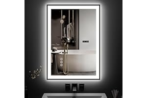 ChillCruiser 450x600mm LED Bathroom Mirror with Black Frame, Front Light and Backlit, Stepless Dimmable, Anti-Fog, Shatter-Proof, Memory, 3 Colors LED Vanity Mirror