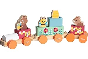 Chicco Playset in Legno, Trenino degli Orsetti, Gioco Montessoriano, 3 Personaggi Esclusivi, 5 Blocchi Colorati, Trenino con 3 Vagoni a Ruote Libere, Gioco Bambina e Bambino 2+ Anni, Idea Regalo