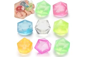 JoyJoyful 8 Pièces Balles Anti-Stress, Squishy Boules à Pétrir Anti Stress, Diamants Balle Sensorielle Colorées Balle Antistress pour Gérer Anxiété, Anniversaire Fille Et Garçon