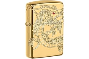Zippo Armor Chinese Dragon Briquet Mixte, High Polish Gold Plate, 6.0 x 4.0 x 2.0 cm