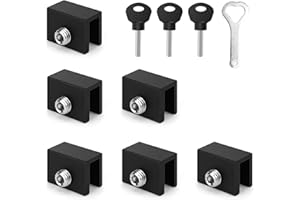 Shwdsy Verrou Porte Coulissante, 6 Pièces Bloque Porte Coulissante, Réglable Verrou Baie Coulissante, Sécurité et Antivol Fermeture Baie Coulissante, avec Clé, pour Portes et Fenêtres Coulissantes