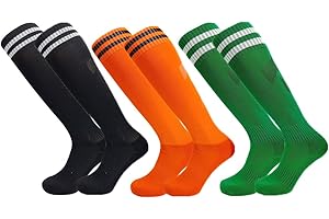 DOSYEN Chaussettes de football pour enfants, 3 paires de chaussettes de football pour garçons, chaussettes de football antidérapantes, respirant et absorbant la sueur, pour les enfants âgés de 5 à 12 ans