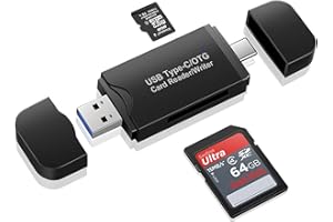 iJiGui 3 in 1 SD Card Reader, Type C Card Reader and Micro USB 2.0, Memory Card Reader, SD/Micro SD Card Reader for Computer, Smartphone, Tablet with OTG Function