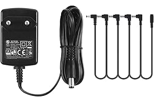 SECURITY-01 gitarowy 9 V 1,5 A DC adapter zasilający, z 5 przewodami Daisy Chain, do pedałów efektów gitarowych, centralnego negatywu