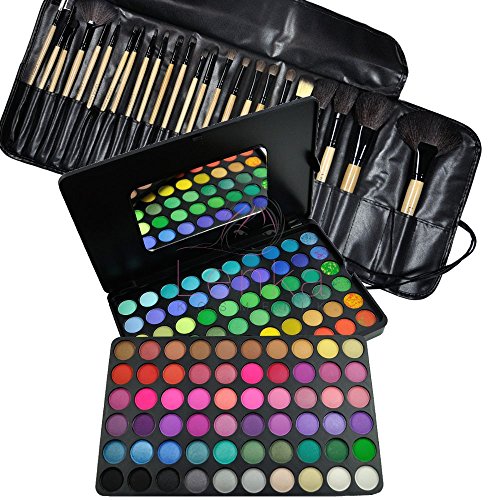 120 Professionelle Lidschatten Palette 1 + 24 Professionelle Pinsel Set Kosmetikpinsel