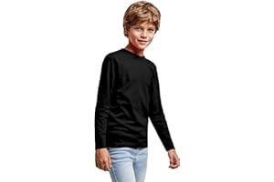 KINKIES Camiseta de Colores Manga Larga 100% Algodón para niño – Camiseta Cuello Redondo Doble Elastano, cómoda, Suave, Lisa y Elegante