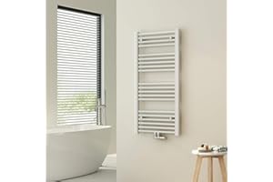 Heilmetz Scaldasalviette bagno, scaldasalviette a radiatore 100 x 50 cm termoarredo bagno (Bianco)