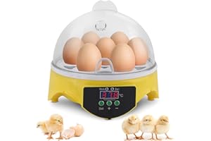 Cocoarm Brutmaschine Inkubator mit LED 7 Eier Mini Digital Inkubator Inkubationsgerät Eier Brutkasten Temperatur und Feuchtigkeitsregulierung für Hühner Ente Gans und Wachtel Ausbrüten (7 Eier)