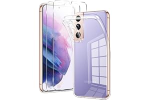 Coiwxmoi für Samsung Galaxy S21 5G Hülle 6,2", mit 2 Stück Panzer Schutz Glas, Ultra Dünn Weich TPU Silikon Transparent Handyhülle Stoßfest Kratzfest Slim Schutzhülle für Samsung S21 5G, Durchsichtig