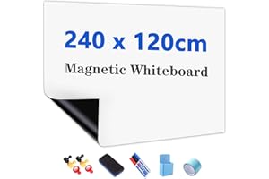‎JOMUSAGA JOMUSAGA Whiteboard Folie, 240 x 120 cm, magnetisch selbstklebende Weißwandtafel Folie, Whiteboard Sticker DIY, inklusive Marker, Schwamm und Magnete, für Schule, Büro und Zuhause