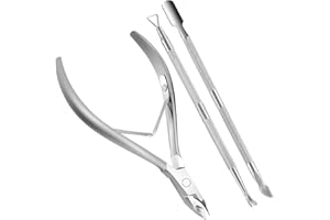 MOTTDAM Cuticle Nippers and Cuticle Pusher Manicure Tools Set - Professional Nail Cuticle Remover Cutter Clippers Tool for Gel Nail Art Fingernails Toenails,Stainless Steel, Travel, Gift,Spa