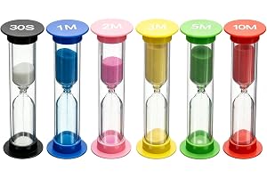 6 stycken timglas-set, 30 S/1/2/3/5/10 minuters timer timglas sandtimer för barn timglas set 4 färgglada timglas tandborstnin