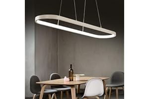 Bellastein owalna lampa wisząca do jadalni i biura, lampa wisząca LED, ściemniana, lampa sufitowa z pilotem zdalnego sterowania, nowoczesny design, żyrandol do jadalni, kuchni, bez oślepiania (D120 cm, biała)
