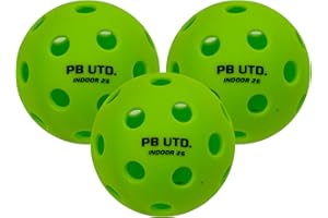 Pickleball United Freedom Indoor Pickleball Balls – Pack of 3 | Lightweight TPU Balls with 26 Precision Holes | Durable, Fast, High-Visibility Green Balls for Indoor Pickleball Games