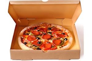 LIBERGRAFIC Caja Carton Corrugado para Pizza Kraft | Caja Cuadrada Marrón Kraft Automontables Reciclable | Pack de 100x cajas (Cartón liso 30x30cm)