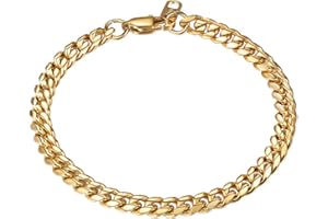 PROSTEEL Pulsera para Hombre Cadena Cubana de Acero Inoxidable 6mm/10mm/14mm de Ancho, 19cm 21cm de Longitud, Dorado/Negro/Plateado Opcional