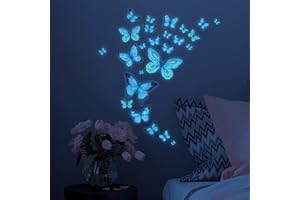 ALEGRE® 25 Stück Wandtattoo Schmetterlinge Leuchtend, Wandtattoo Leuchtend Schmetterling Wandaufkleber, Schmetterling Deko Wandsticker, Luminous Schmetterlinge Sticker für Schlafzimmer Kinderzimmer