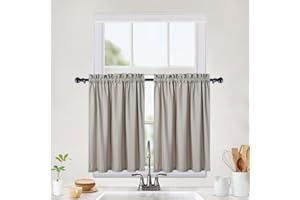 CAROMIO piccole tende idrorepellenti moderno caffè cucina tende corte tenda per piccole finestre da finestra, 2xW76cmxH61cm, colomba