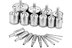 JTENG Sega a Tazza Diamantate Set di 20 Frese a Tazza Diamantate Professionale Rivestimento di Diamante, Acciaio al Carbonio per Forare le Piastrelle, Vetro, Marmo, Ceramica