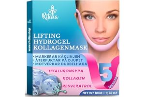 Ritalia® 5PCS DOUBLE CHIN REDUCER för kvinnor | V LINE FACE LIFTING CHIN MASK | Jawline Shaper med KOLLAGEN & Hyaluronsyra