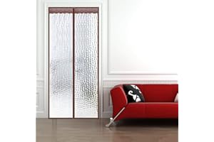 HMHD Tenda della Porta Isolamento, Contro Freddo Antivento Isolamento Magnetica Tenda Anti Chiusura Automatica Velcro Full Frame, per Le Porte Anteriori e Posteriori -Brown-110x220CM