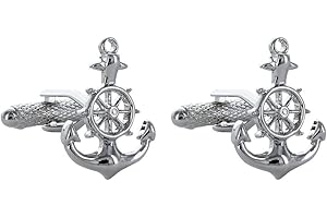 ONYX - ART LONDON Ship Anchor and Wheel Shirt Cufflinks Presented in Onyx Art Cufflink Box