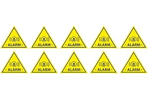 RITTER MEDIENDESIGN Aufkleber Alarm Alarmgesichert Alarmanlage Hinweis Schild Gelb Dreieck Witterungs- und UV-Beständig (10)