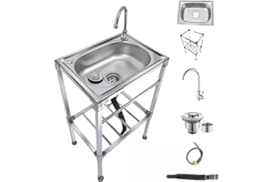 AMMOI Cocina Fregadero Exterior Portátil Camping con Grifo Y Soporte De Acero Inoxidable - Fácil De Instalar Y Limpiar - Pequeño para Tiendas Restaurantes Pila Lavadero (Tamaño: 38)