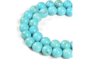 LIFAVOVY Blue Turquoise Beads 6mm Round Semi Precious Gemstone Loose Beads for Jewelry Making (59-62pcs/strand)