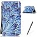 Produktbild Feeltech HUAWEI Honor 7 Hülle,HUAWEI Honor 7 Magnet Leder Wallet Cover,Elegant Soft PU Kartenfach Extra Dünn Tasche Bunte Relife-Muster [Stand Funktion] Karte Halterung Klapp hülle Flip Book Design Case Flexible TPU Ultra Slim Inner Bumper Tasche mit Landyard [Free Stylus] für HUAWEI Honor 7 - Blaues Blatt