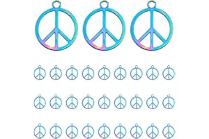 DICOSMETIC 30 Uds Colgantes de Signo de Paz de Amor Amuletos de Aleación Amuletos de Símbolo de Paz Anillo de Color Arcoíris con Colgantes de Signo de Paz Amuletos Hippie