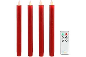 Fanna Juego de 4 velas LED rojas para pizarra, llama parpadeante, con función de temporizador, mando a distancia y pilas incluidas