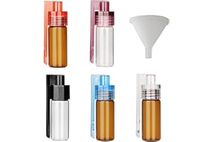 TENHCREEK 5 flaconi da fiuto e mini imbuto in silicone, dispenser per snuff con cucchiaio, bottiglia di vetro impermeabile, per flaconcini da viaggio, per esterni