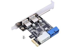 ASHATA PCIE USB 3.0 Expansion Card, 2-port PCI-E to USB 3.0 Adapter PCI Express Card with Front 19-PIN Interface, Super Speed Up to 5Gbps, for Desktops Windows XP/ 7/8//8.1/10