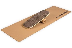 BoarderKING Indoorboard Classic - Tavola di Equilibrio per Surf e Skate Indoor, Tavola Propriocettiva per NeuroMuscular Response Training, incl. Tappetino Protettivo