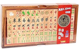 LOGICA GIOCHI Logica Jeux, Art. Jeu de Mah-Jong - en Bois - Boîte Refermable Très Robuste - Pions en Bois - Jeu Chinois