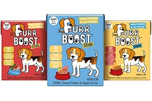 Furr Boost Dog Drink Hydration Pack Taster Set (3x400ml) | 100% Natural Oral Rehydration Smoothie for Dogs | Chicken, Beef, Pork | No Additives or Preservatives | More Benefits than Bone Broth