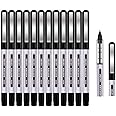 Surcotto Rollerball Pen, 0.5mm Black Pens, Smooth Ballpoint Pen Quick-Drying Liquid Ink Rollerball Pens - Pack of 12