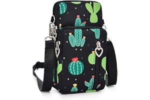 LTLSZRN Borsa a Tracolla da Donna in Nylon,Mini Cellulare Portafogli Donna con Tracolla Borsa Porta Cellulare, Fascia da Braccio per Cellulare con Porta Cuffie, Borsa Messenger Donna…