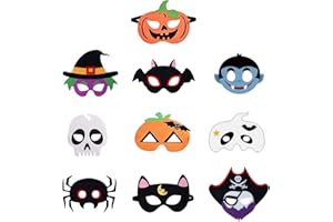 HONGP Maschere di Halloween, 10 maschere in feltro di Halloween, zucca, fantasma, vampiro, strega, pipistrello, per maschere cosplay di Halloween, maschere di Halloween, forniture per feste