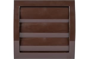 Vent Systems Ø100 mm / 4" Inch - Brown Air Vent Plastic Cover - Louvered Outdoor Opening Flap Vent Built - in Pest Guard Screen HVAC for Home Improvement